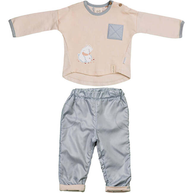 Bear Graphic Pocket Outfit, Beige