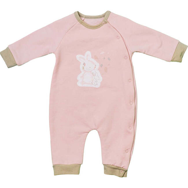 Bunny Graphic Buttoned Babysuit, Pink
