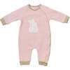 Bunny Graphic Buttoned Babysuit, Pink - Bodysuits - 1 - thumbnail