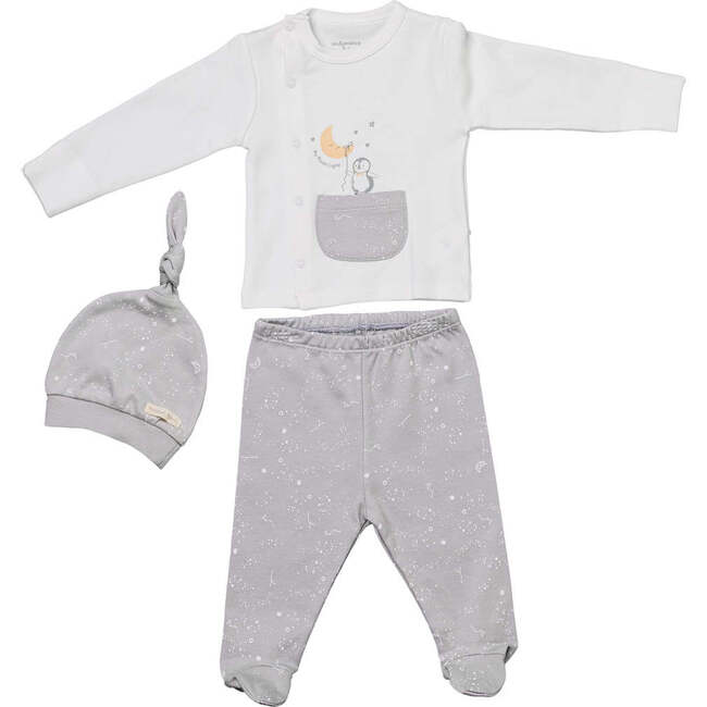 3pc Penguin Graphic Outfit Set, Grey