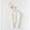 Collared Bow Babysuit & Hat, White - Bodysuits - 2