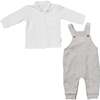Collared Overalls Outfit, Grey - Mixed Apparel Set - 2