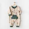 Bear Print Pocket Babysuit, Beige - Bodysuits - 2