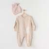 Bunny Leaf Print Babysuit, Beige - Bodysuits - 2