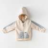 Colorblock Zip Up Hoodie, Beige - Sweatshirts - 2