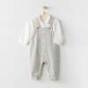 Collared Overalls Outfit, Grey - Mixed Apparel Set - 3