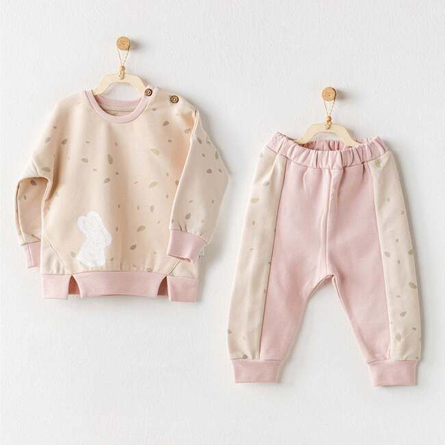 Bunny Graphic Colorblock Outfit, Pink