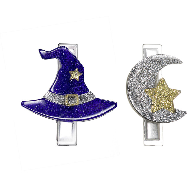 Witch Hat & Moon Glitter Alligator Clips