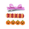 Pumpkin & Bowtie Pink Alligator Clips - Hair Accessories - 1 - thumbnail