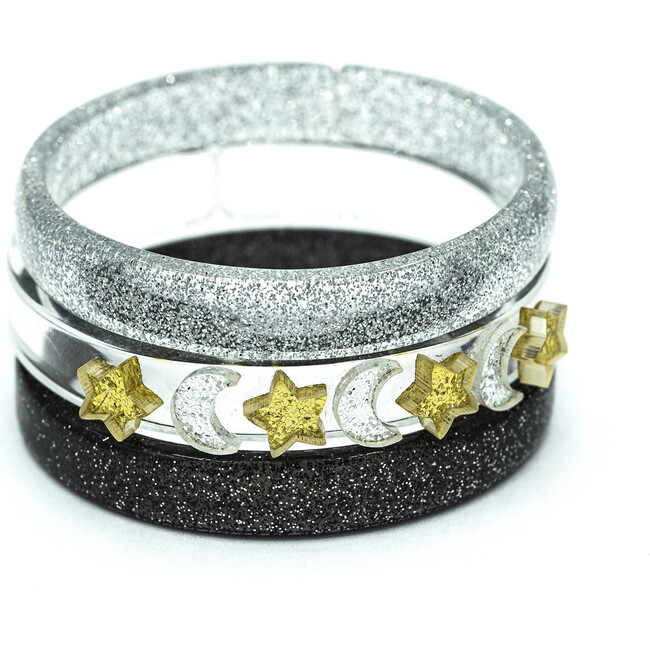 Celestial Glitter Star & Moon Bracelet Set