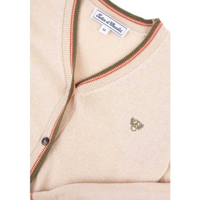 Retro Contrast Beige Cardigan - Sweaters - 4
