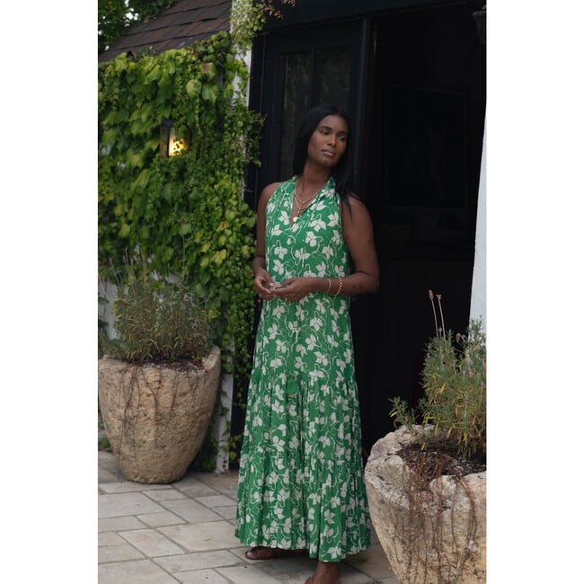 Women's Sienna Maxi Sleveeless Emerald Green Painting - Dresses - 4