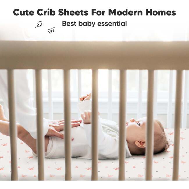 Fitted Crib Sheet, Butterflies - Crib Sheets - 4