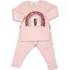 Velvet Rainbow Long Sleeve Two Piece Set, Pale Pink - Mixed Apparel Set - 1 - thumbnail