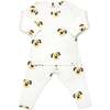 Puppy Faces Print Long Sleeve Two Piece Set, Cream - Mixed Apparel Set - 1 - thumbnail