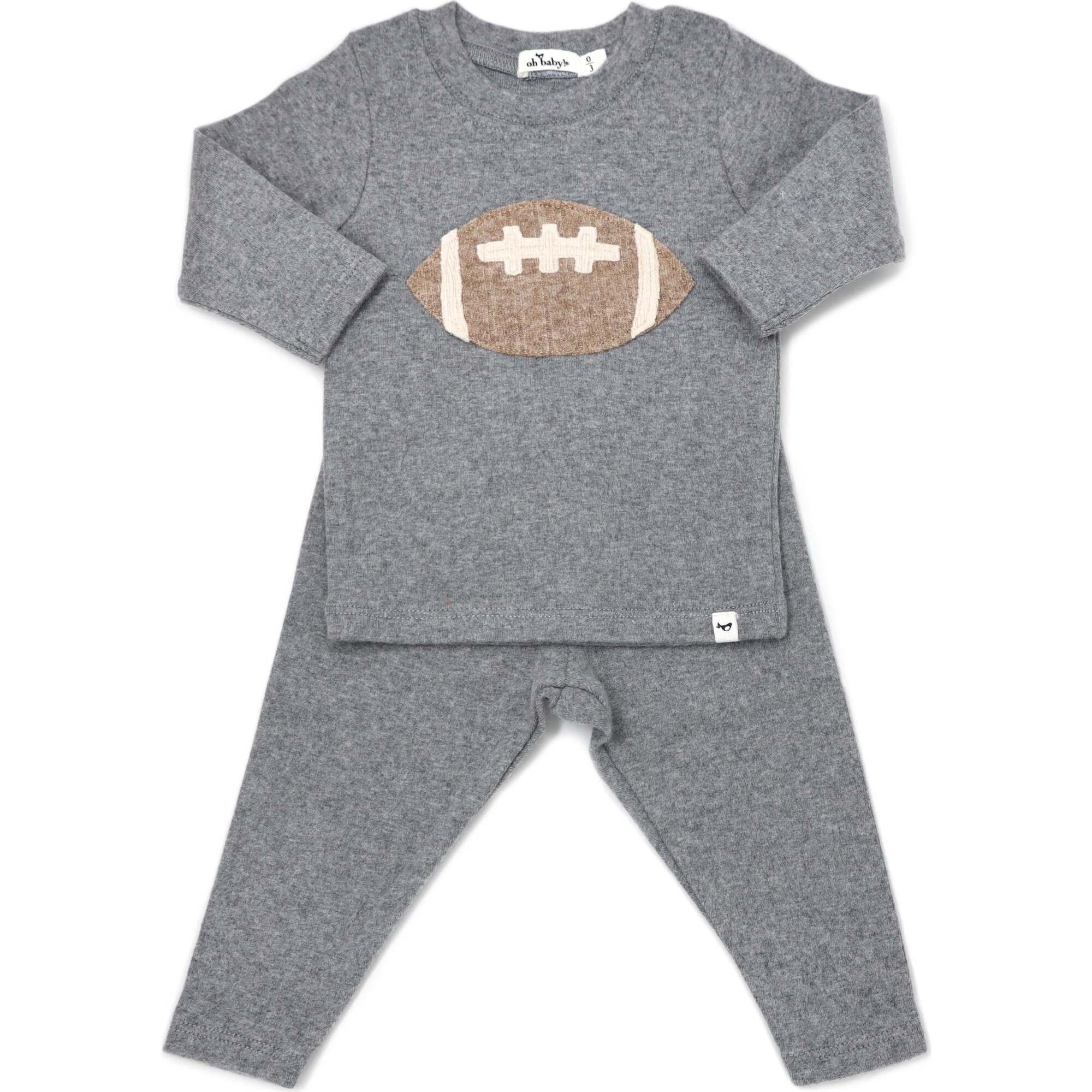 Ribbed Football Long Sleeve Two Piece Set, Coal - Mixed Apparel Set - 1