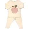 Ribbed Apple Pink Long Sleeve Two Piece Set, Vanilla - Mixed Apparel Set - 1 - thumbnail