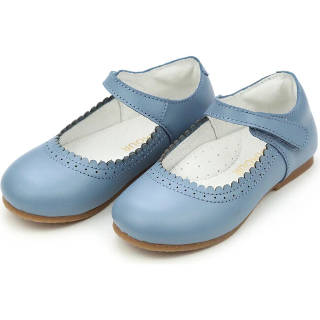 Lucille Scalloped Flat, French Blue