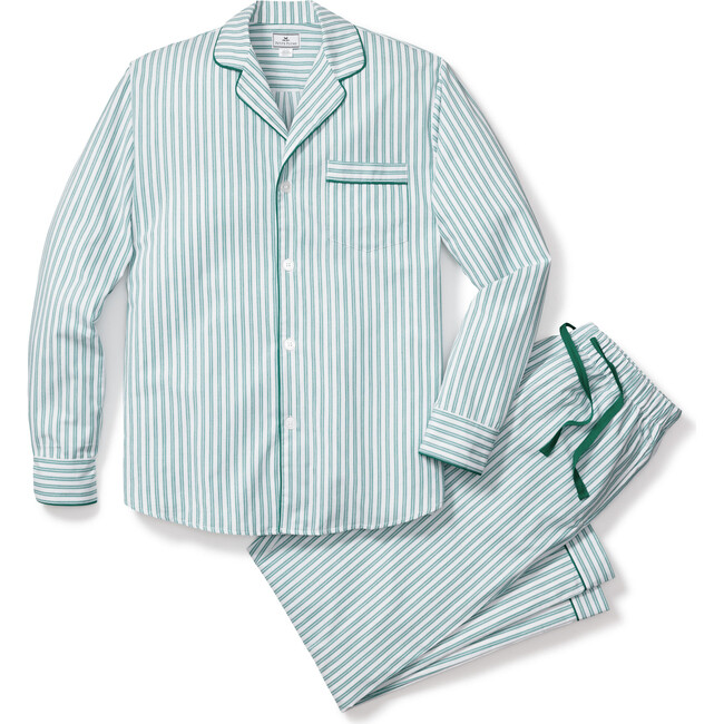 Men's Pajama Set, Emerald Ticking