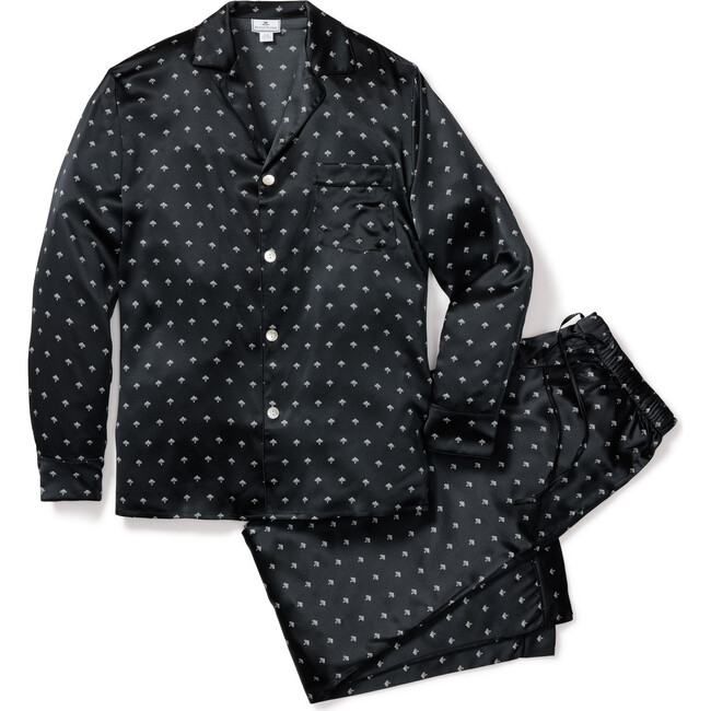Men's Mulberry Silk Pajama Set, Black Art Nouveau