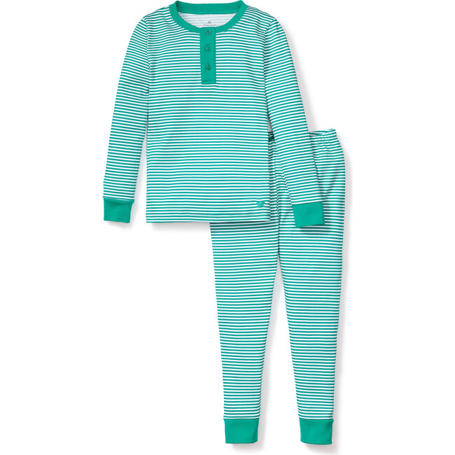 100% Pima Cotton Pajamas, Green Stripe
