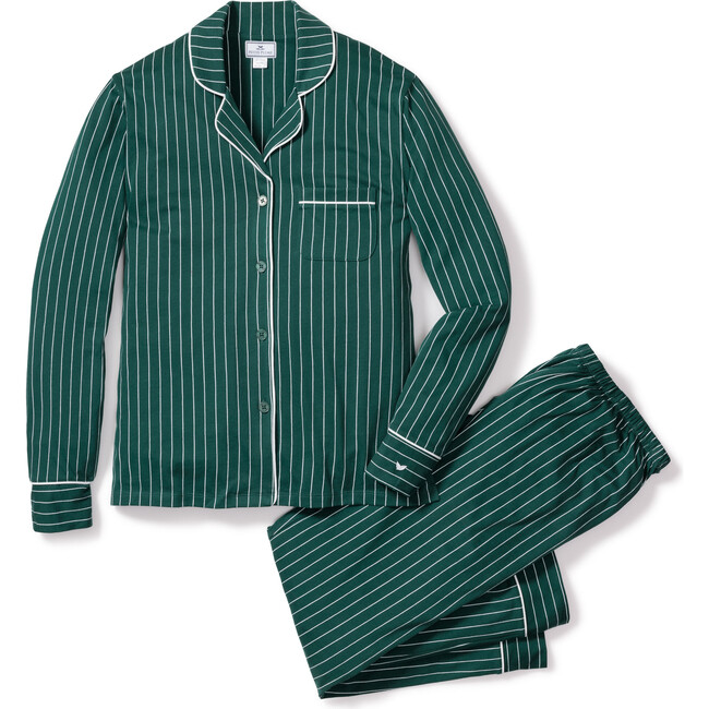 Luxe Pima Pajama Set, Green Stripe