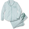 Women's Pajama Set, Emerald Ticking - Pajamas - 1 - thumbnail