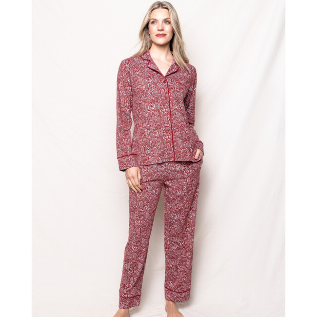 Luxe Pima Pajama Set, Bordeaux Paisley - Pajamas - 2
