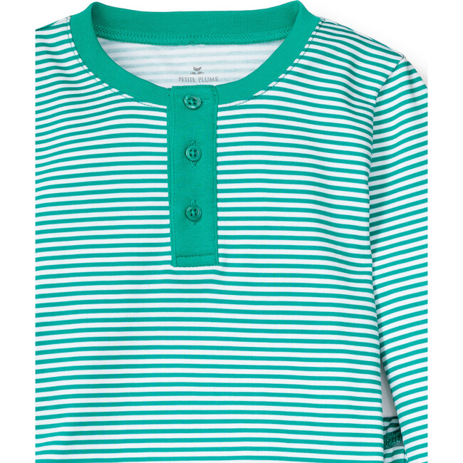 100% Pima Cotton Pajamas, Green Stripe - Pajamas - 4