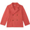 Alpaca Wool Double-Breasted Blazer Coat, Heathered Coral - Coats - 1 - thumbnail