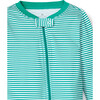 100% Pima Cotton Romper, Green Stripe - Rompers - 3