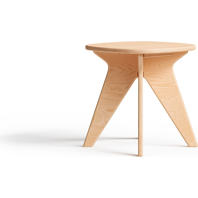 Wooden Pietro Mondini Rounded Square Stool, Natural