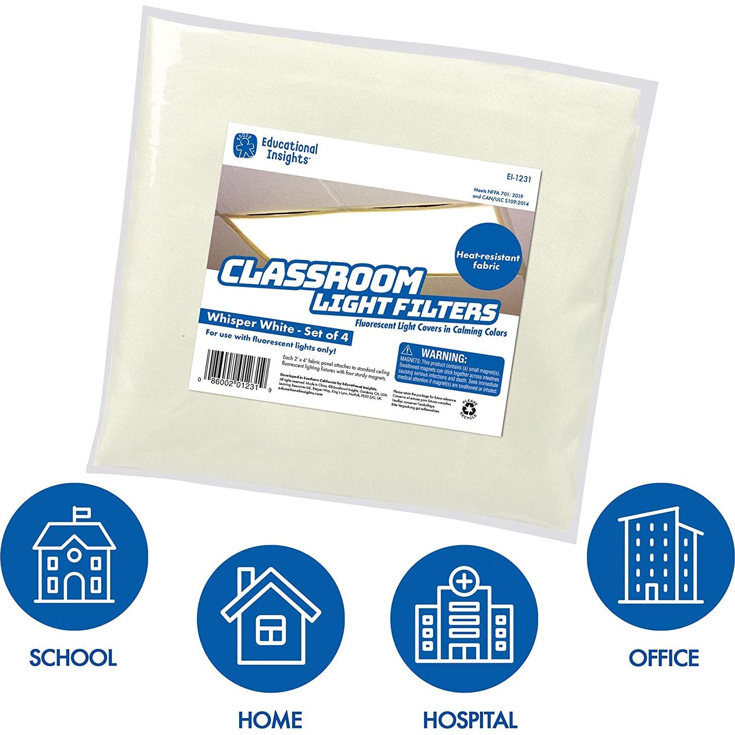 Fluorescent Light Filters (Whisper White), Set of 4 - Classroom Resources - 1