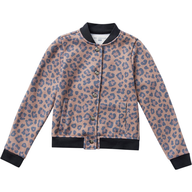 Leopard Print Long Sleeve Bomber Jacket, Multicolor