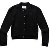 Waves Long Sleeve Bomber Jacket, Black - Jackets - 1 - thumbnail