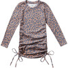 Leopard Print Long Sleeve Ruched Dress, Multicolor - Dresses - 1 - thumbnail