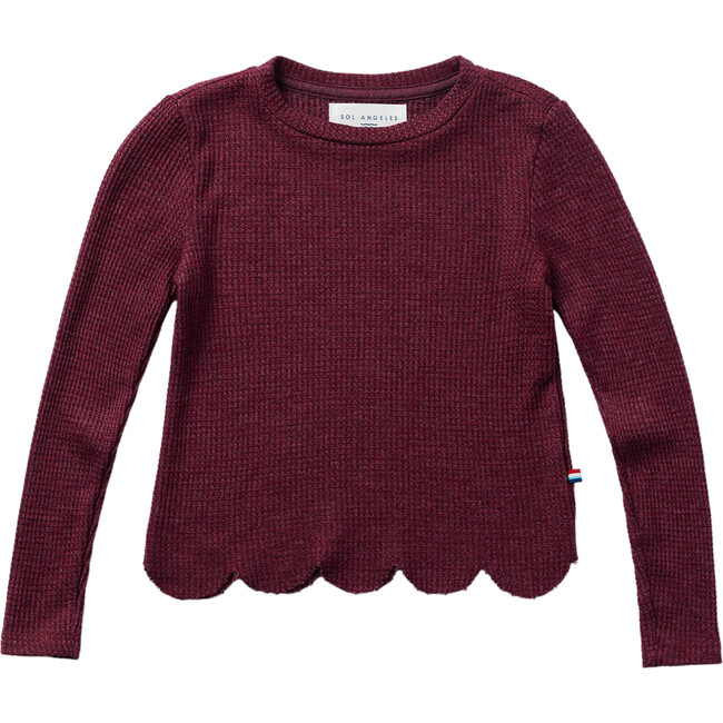 Thermal Scallop Crew Neck Shirt, Cranberry