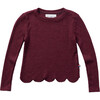 Thermal Scallop Crew Neck Shirt, Cranberry - Shirts - 1 - thumbnail
