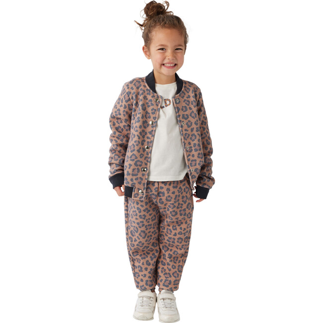Leopard Print Long Sleeve Bomber Jacket, Multicolor - Jackets - 2