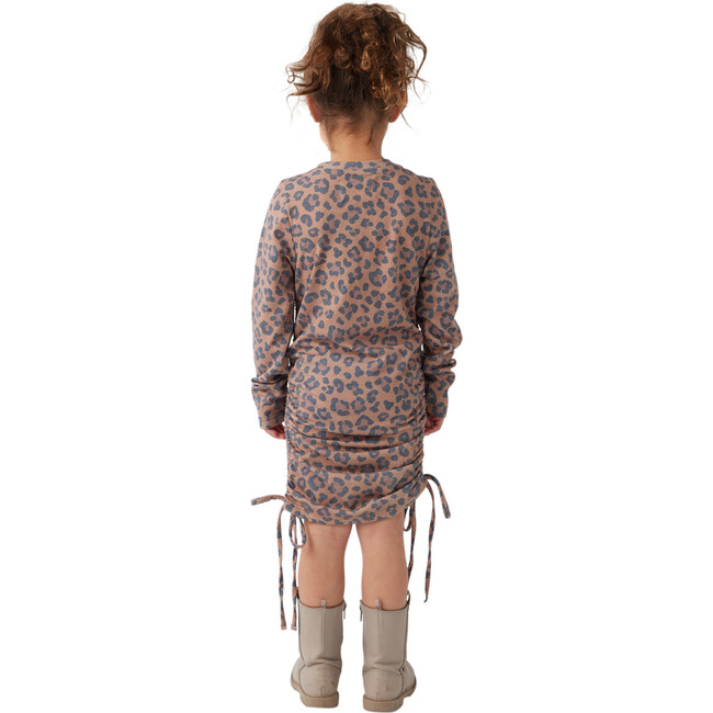 Leopard Print Long Sleeve Ruched Dress, Multicolor - Dresses - 3