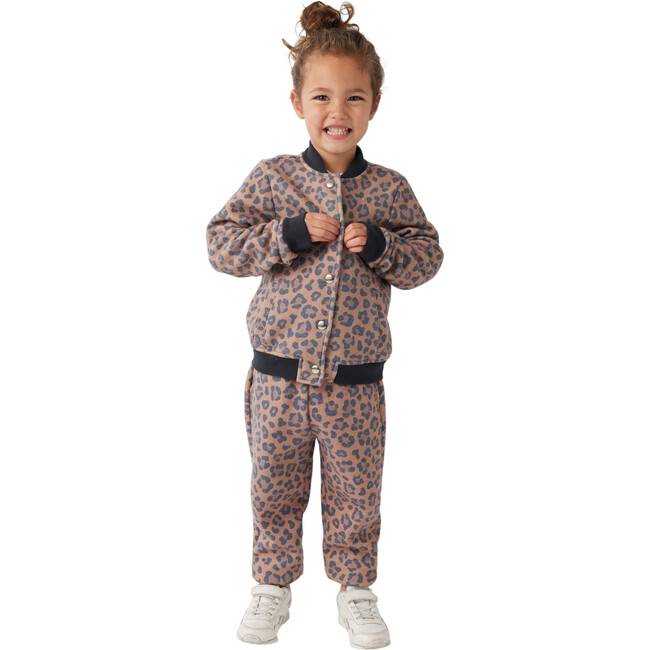 Leopard Print Long Sleeve Bomber Jacket, Multicolor - Jackets - 3