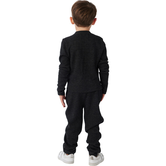 Thermal Long Sleeve Henley Shirt, Black - Shirts - 3
