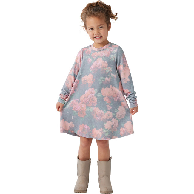 Hacci Round Neck Long Sleeve Dress, Vintage Garden - Dresses - 3