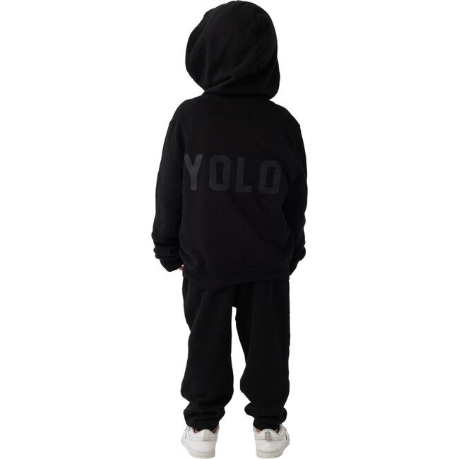 YOLO Pullover Long Sleeve Hoodie, Black - Sweatshirts - 4