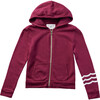 Coastal Waves Long Sleeve Zipped Hoodie, Cranberry - Sweatshirts - 1 - thumbnail