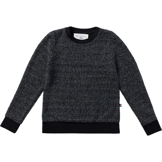 Brushed Boucle Crew Neck Pullover, Black