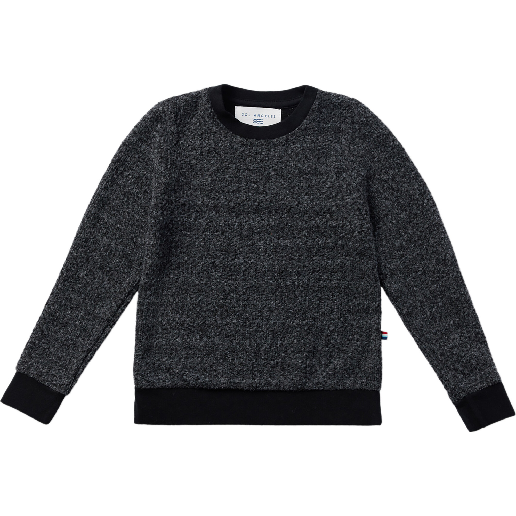 Brushed Boucle Crew Neck Pullover, Black - Sweaters - 1