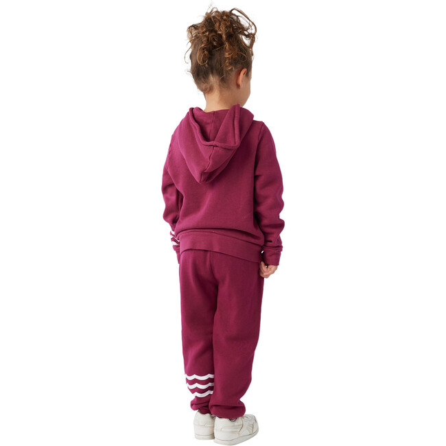 Coastal Waves Long Sleeve Zipped Hoodie, Cranberry - Sweatshirts - 3