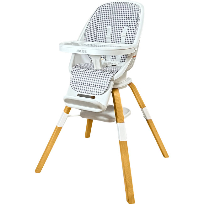 2-in-1 Turn-A-Tot High Chair with 360° Swivel Grey Gingham