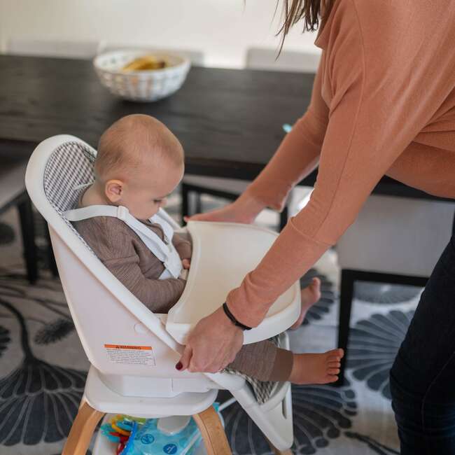 2-in-1 Turn-A-Tot High Chair with 360° Swivel Grey Gingham - Kids Seating - 4